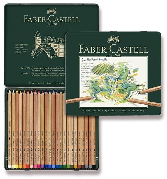 Pastelky Pastelky FABER-CASTELL Pitt Pastell v plechové krabičce, 24 barev