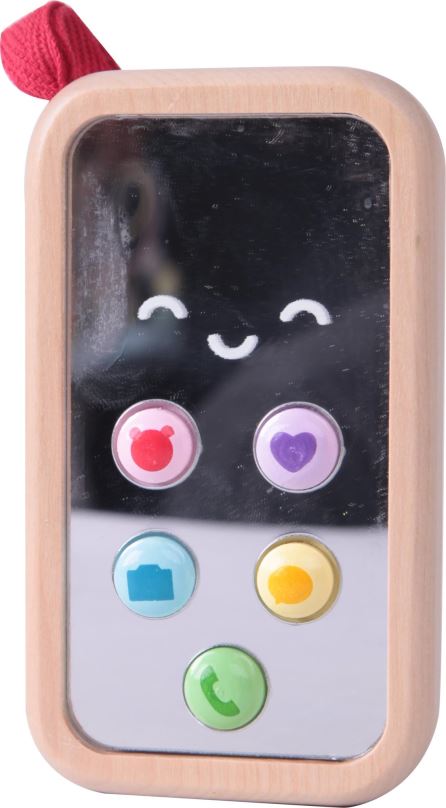 Interaktivní hračka Teddies Telefon Mobil dřevo