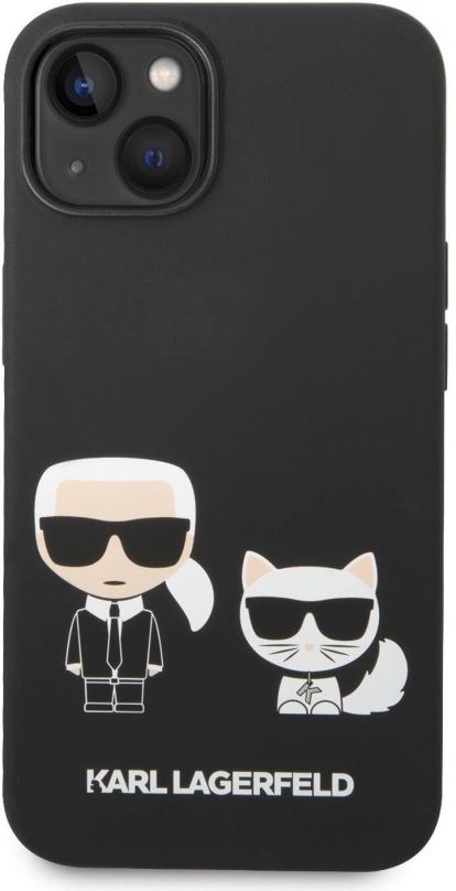 Kryt na mobil Karl Lagerfeld and Choupette Liquid Silicone Zadní Kryt pro iPhone 14 Plus Black