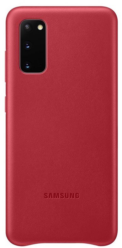 Kryt na mobil Samsung  Kožený zadní kryt pro Galaxy S20 červený