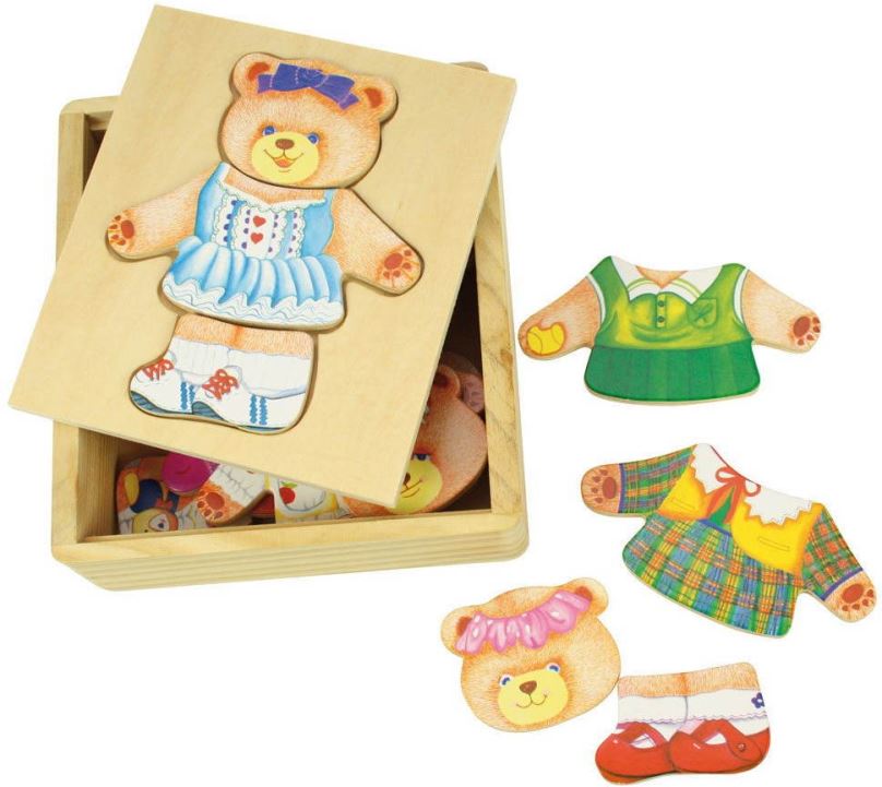 Puzzle Dřevěné oblékací puzzle v krabičce - Paní Medvědice
