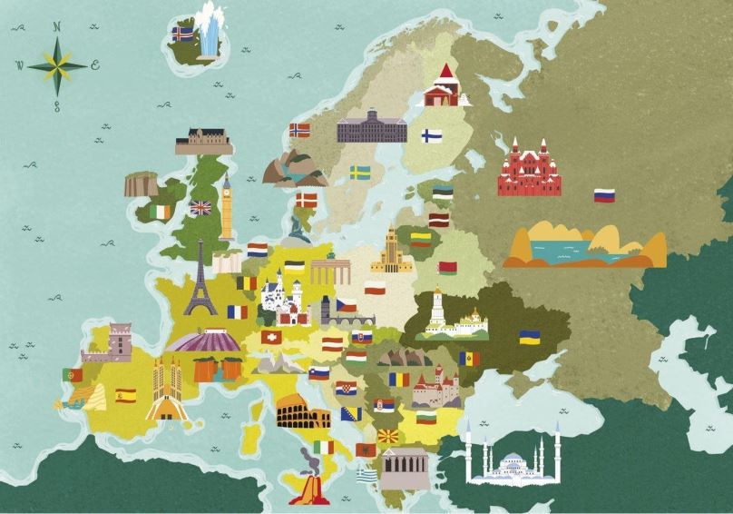 Puzzle Clementoni Puzzle Prozkoumej mapu: Evropské země 250 dílků