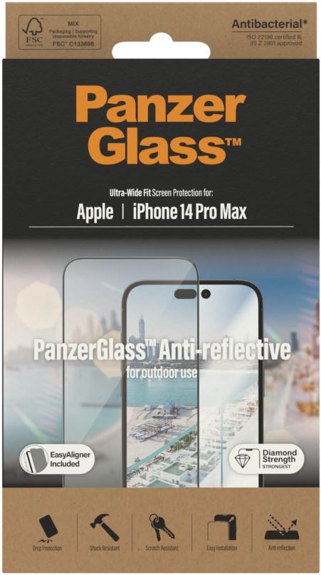 Ochranné sklo PanzerGlass Apple iPhone 14 Pro Max s Anti-reflexní vrstvou a instalačním rámečkem
