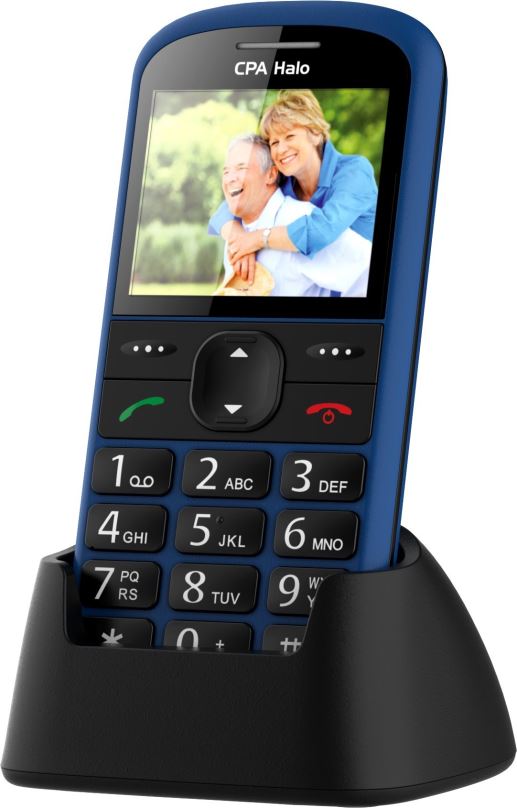 Mobilní telefon CPA Halo 21 Senior modrý s nabíjecím stojánkem