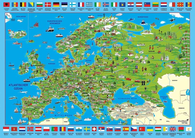 Puzzle Schmidt Puzzle Ilustrovaná mapa Evropy 500 dílků