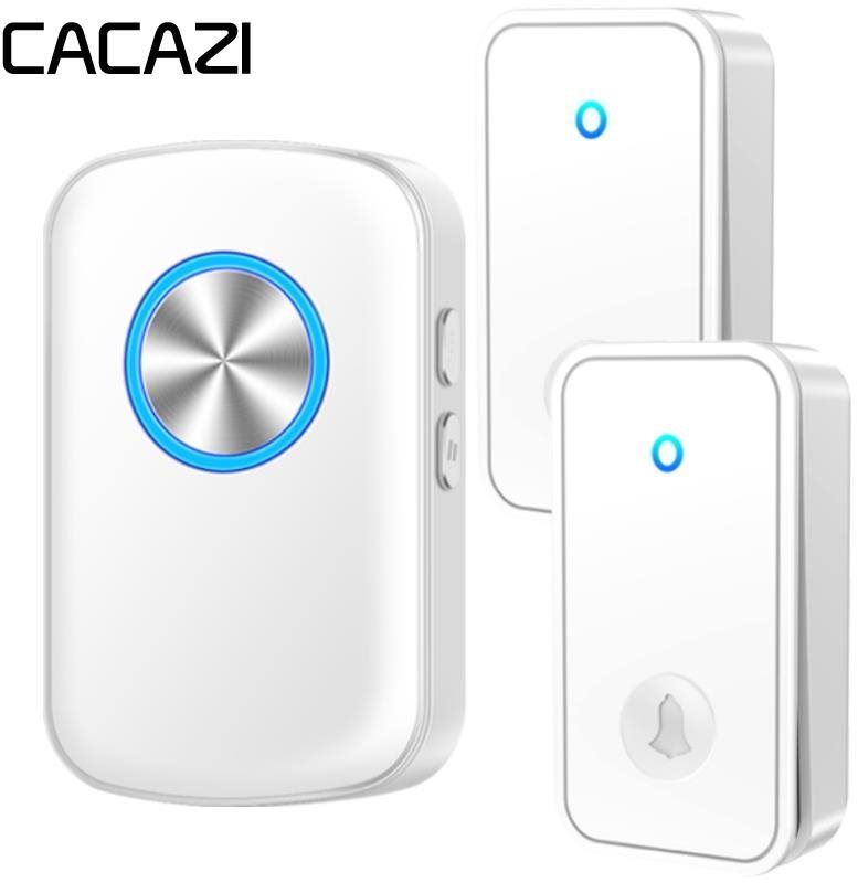 Zvonek CACAZI FA28 Bezdrátový bezbateriový zvonek – 1x přijímač + 2x tlačítko - bílý