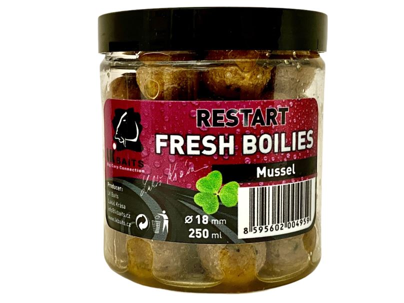 LK Baits Fresh Boilies Restart Mussel 250ml 18mm
