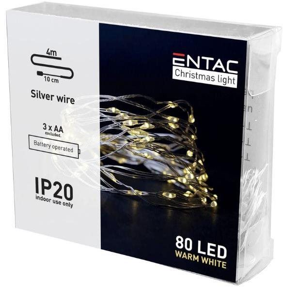 Světelný řetěz Entac Nano LED vánoční řetěz 1m, vnitřní, teplé světlo, 20 LED, na baterie AA
