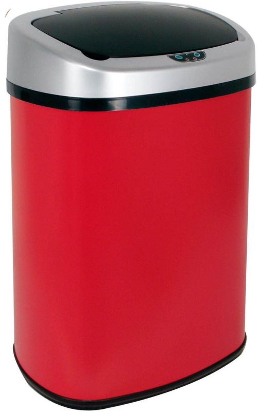 Bezdotykový odpadkový koš Červený hranatý senzorový 38 L