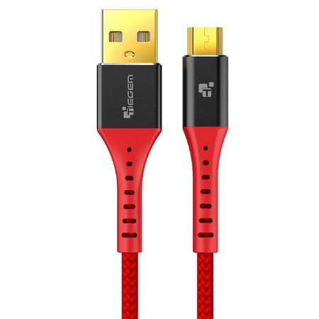 Datový kabel TIEGEM USB - Micro USB, červený, 30cm
