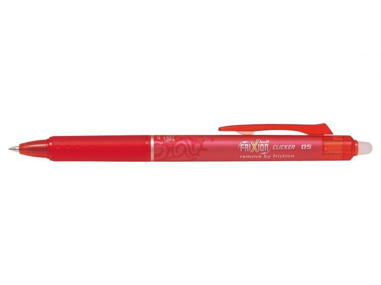 Gumovací pero PILOT FriXion Clicker 05 / 0.25 mm, červené - balení 3 ks