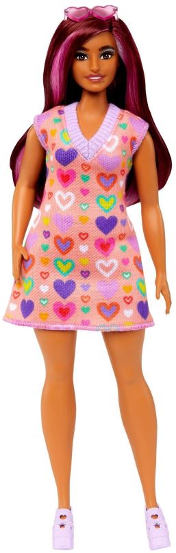Panenka Barbie Modelka - Šaty se sladkými srdíčky