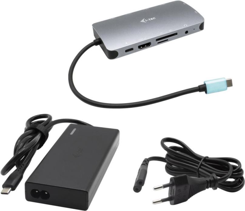 Dokovací stanice i-tec USB-C Metal Nano Dock HDMI/VGA with LAN, Power Delivery 100W + zdroj 77W