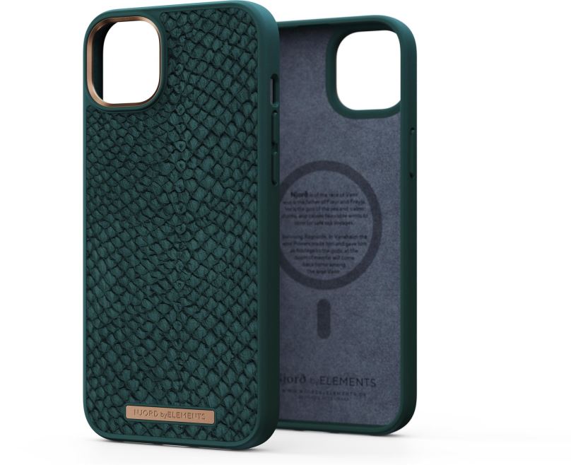 Kryt na mobil Njord iPhone 14 Plus Salmon Leather Magsafe Case Green