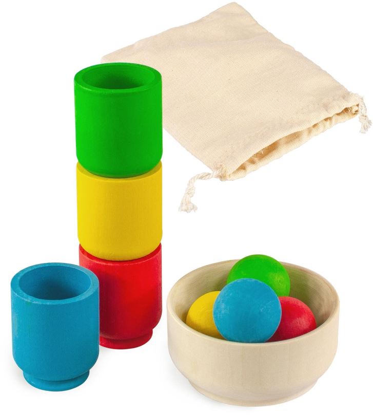 Vzdělávací sada Ulanik Montessori dřevěná hračka "Balls in cups. Basic."