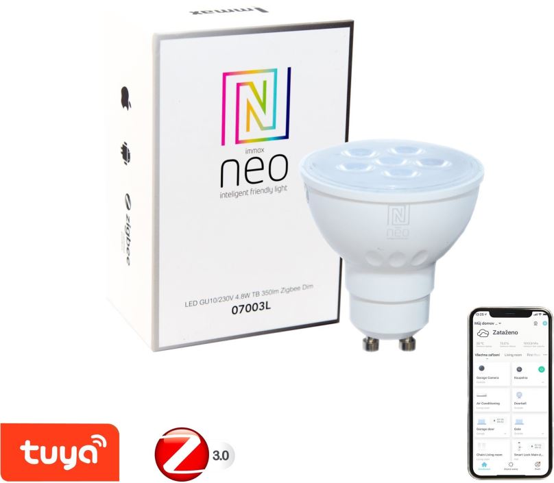 LED žárovka Immax Neo GU10 4,8W teplá bílá, stmívatelná, Zigbee 3.0