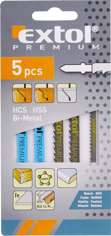 Sada pilových listů EXTOL PREMIUM plátky do pily-mix, Bi-metal, HSS, HCS, 8805100
