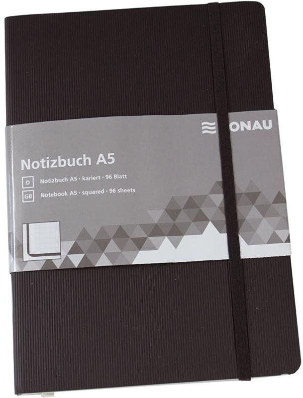 Zápisník DONAU A5 96 listů, čtverečkovaný, černý