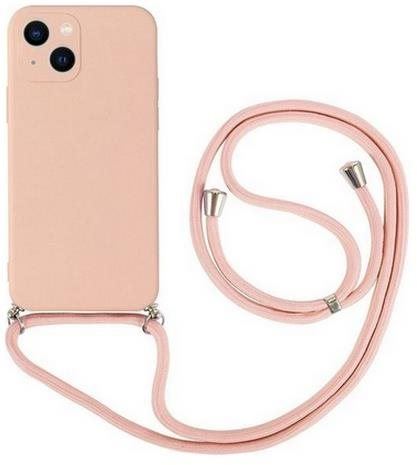 Kryt na mobil TopQ Kryt iPhone 13 růžový se šňůrkou 84971