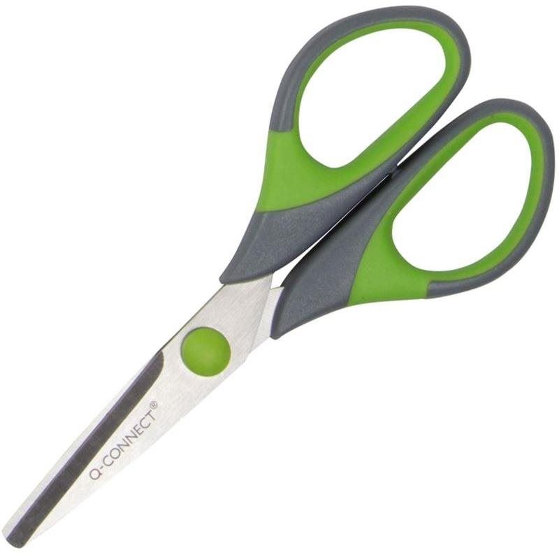 Kancelářské nůžky Q-CONNECT Soft Grip 14 cm zeleno-šedé