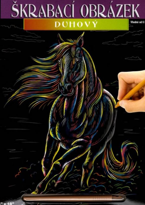 ARTLOVER Škrabací obrázek duhový Kůň s hřívou 20x25cm