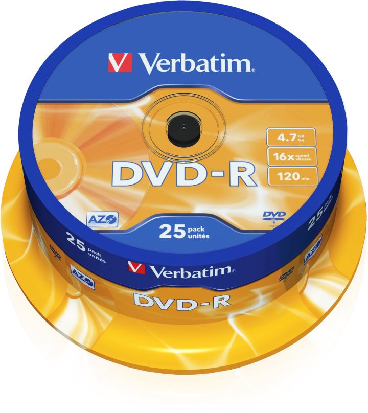 Média VERBATIM DVD-R AZO 4,7GB, 16x, spindle 25 ks