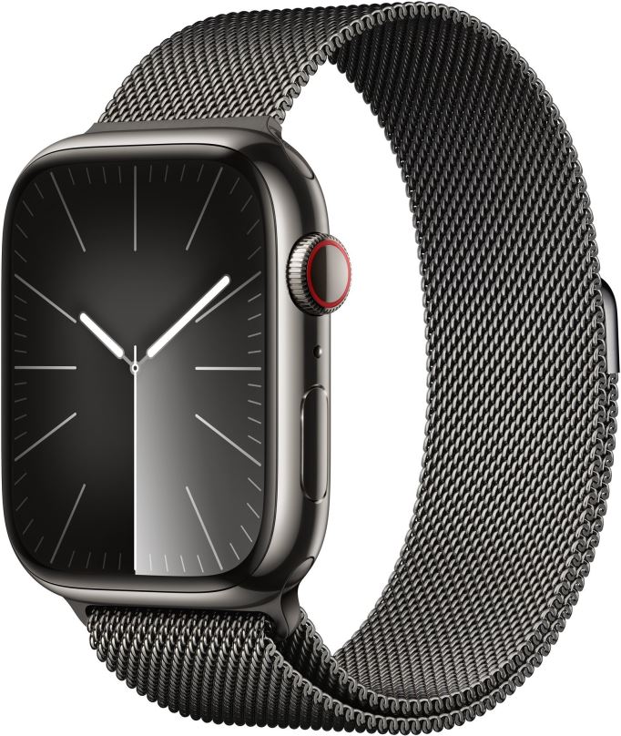 Chytré hodinky Apple Watch Series 9 45mm Cellular Grafitově šedý nerez s grafitově šedým milánským tahem