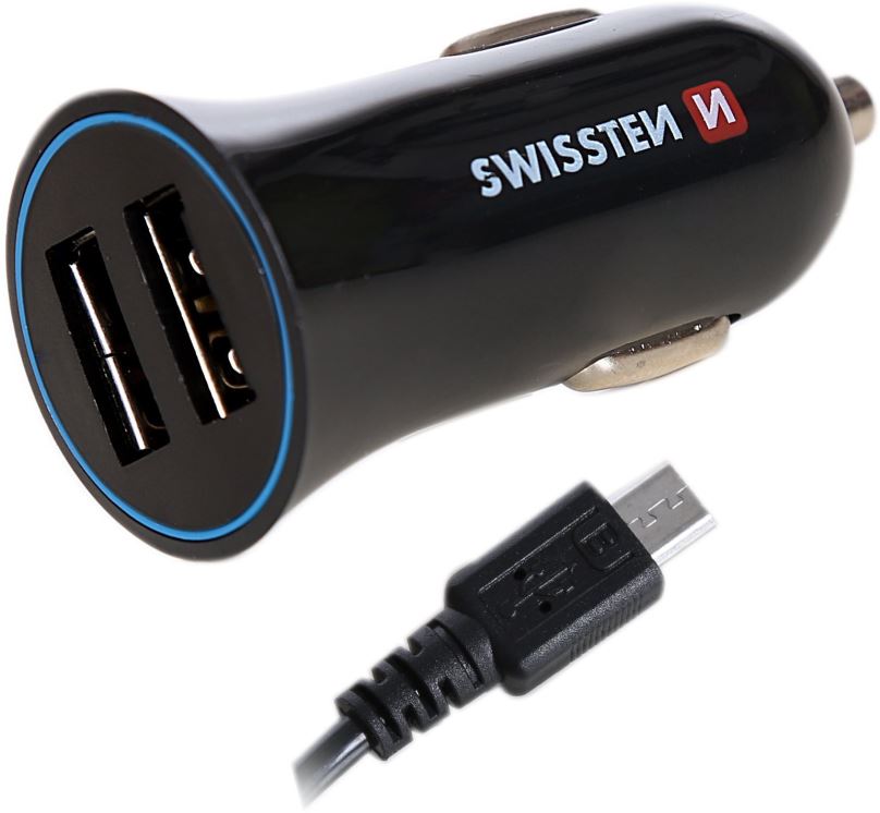 Nabíječka do auta Swissten adaptér 2.4A + kabel micro USB 1.5m