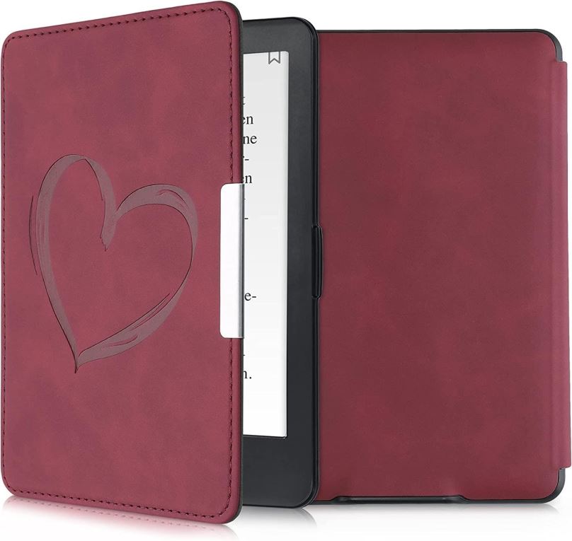 Pouzdro na čtečku knih KW Mobile - Brushed Heart - KW4974710 - Pouzdro pro Amazon Kindle Paperwhite 1/2/3 - tmavě červené