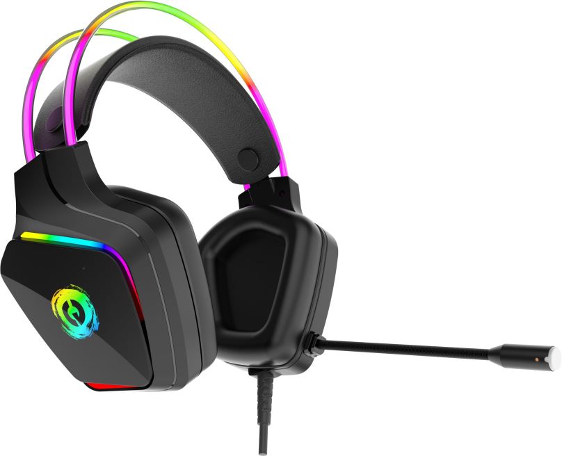 CANYON Herní headset Darkless GH-9A, LED, PC/PS4/Xbox, Deep bass, kabel 2m, USB+2x3,5F TRS jack + rozbočovač