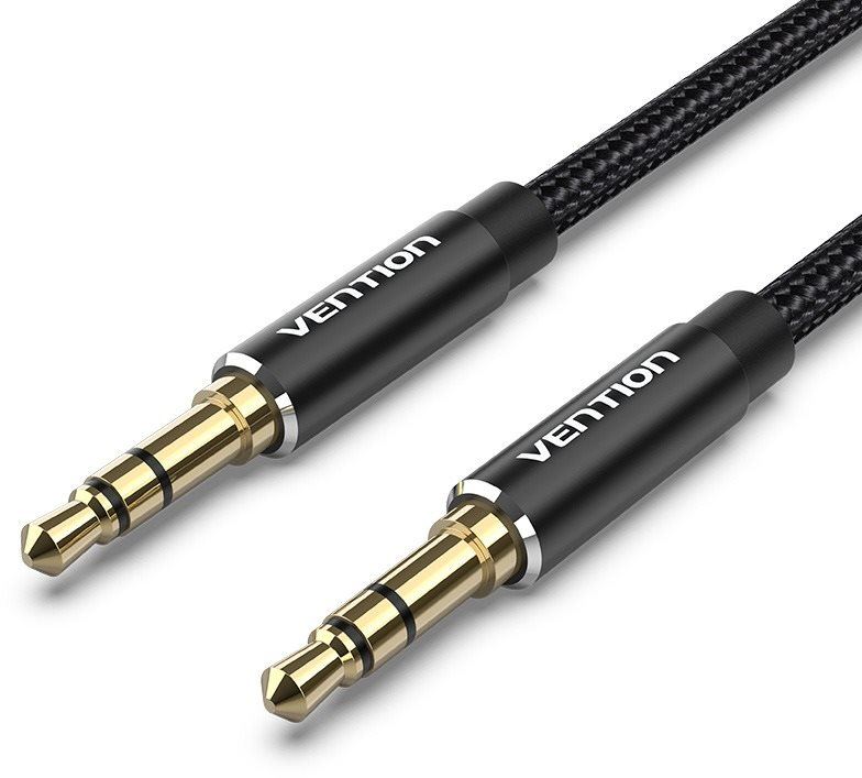 Audio kabel Vention Cotton Braided 3.5mm Male to Male Audio Cable 1m Black Aluminum Alloy Type