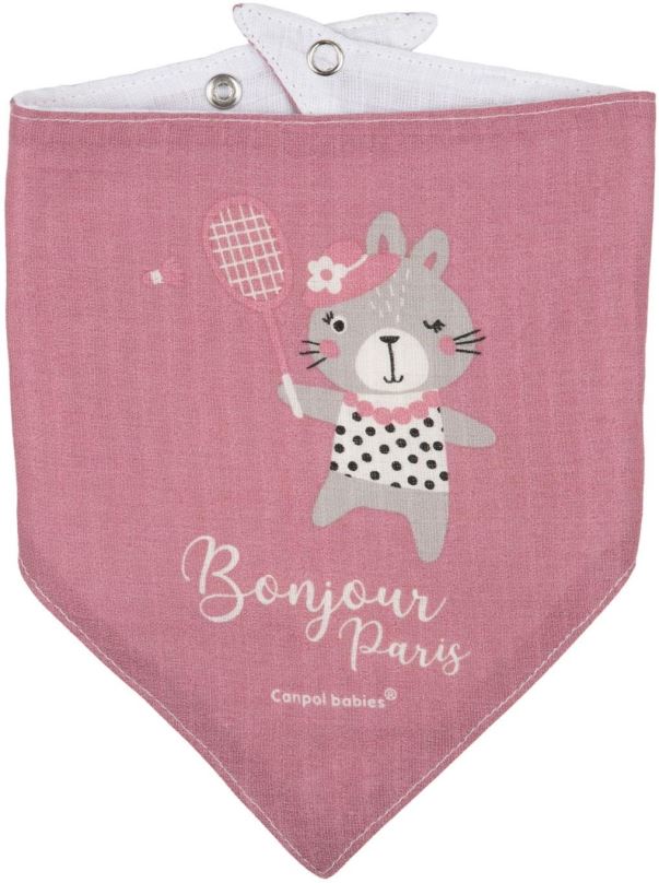 Bryndák Canpol babies mušelínový slintáček Bonjour Paris růžový, 2 ks