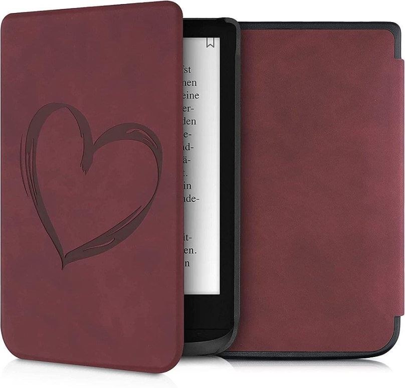 Pouzdro na čtečku knih KW Mobile - Brushed Heart - KW5022804 - Pouzdro pro Pocketbook 616/617/627/628/632/633 - tmavě červe