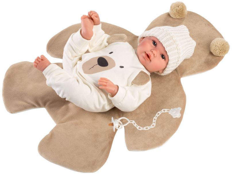 Panenka Llorens 63645 New Born - realistická panenka miminko se zvuky a měkkým látkový tělem - 36 cm