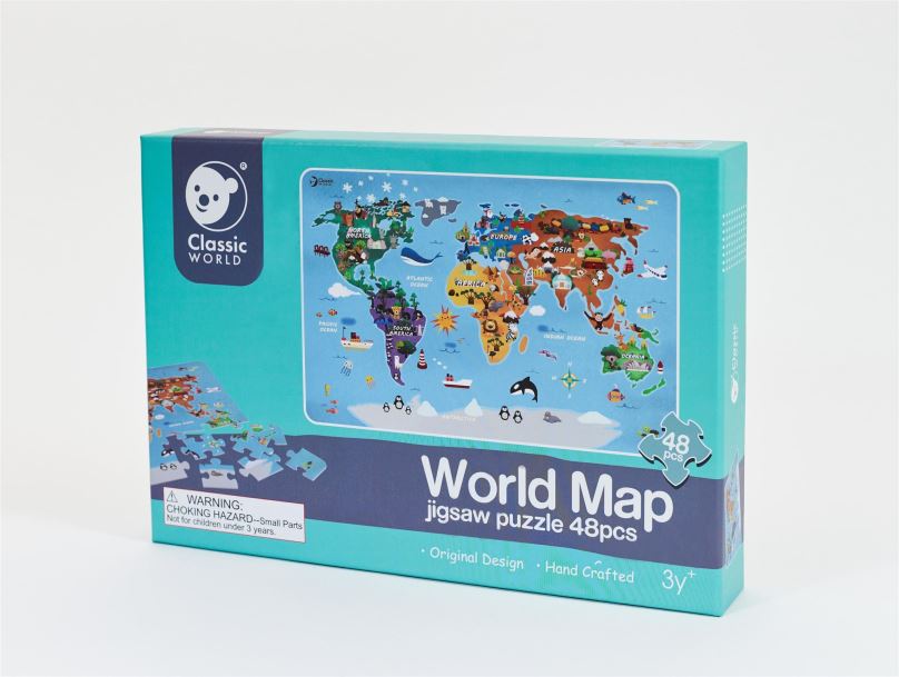 Puzzle Teddies Puzzle Mapa Světa 48 dílků