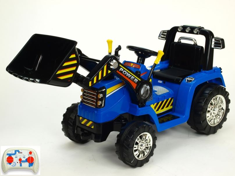 Elektrický traktor pro děti EXCAVATOR se lžící, modrý (DO)