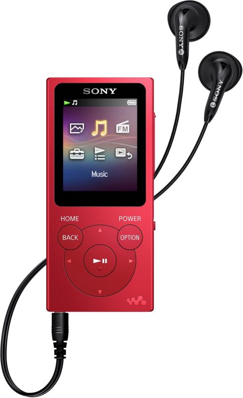 MP4 přehrávač Sony NW-E394L, červená