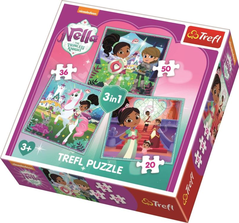 Puzzle Trefl Puzzle Nella, princezna rytířů a její svět 3v1 (20,36,50 dílků)