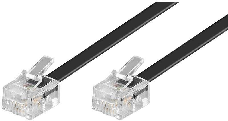 Telefonní kabel PremiumCord telefonní rovný 6P4C (RJ-11) plug - 6P4C (RJ-11) plug 3m - černý
