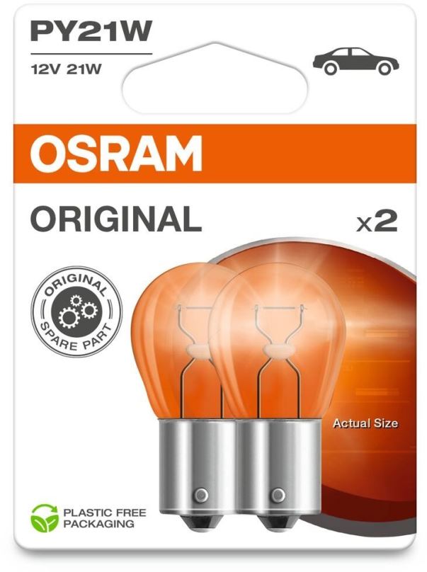 Autožárovka Osram Originál PY21W,12V, 21W, BAU15s, 2 kusy v balení, oranžová