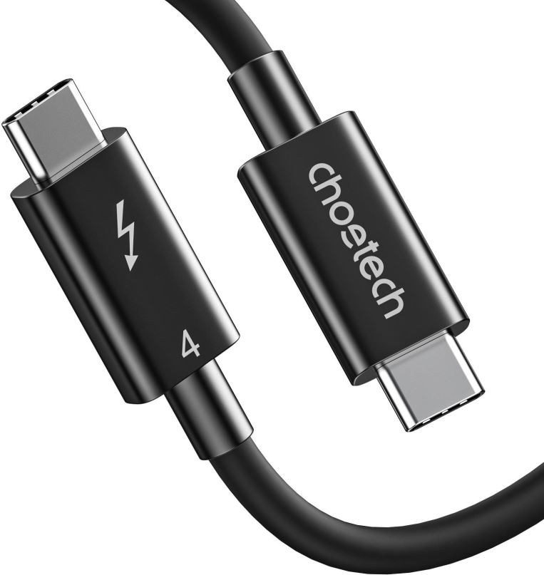 Datový kabel ChoeTech Thunderbolt 4 USB-C 40Gbps Cable 0.8m Black