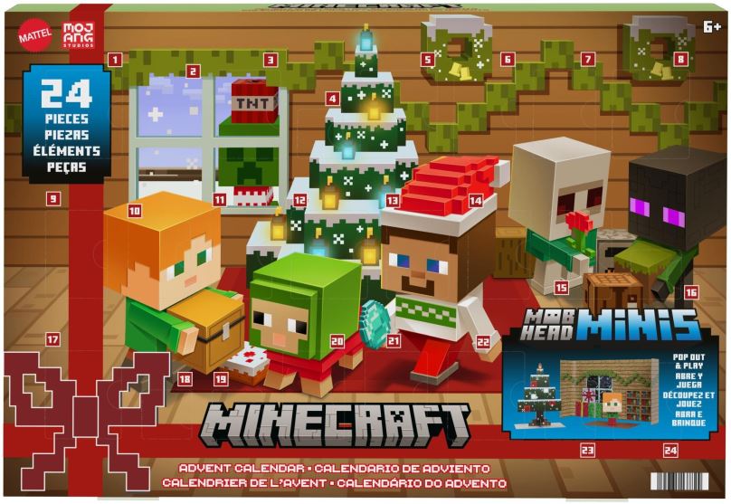 Adventní kalendář Minecraft Mini Mob Head adventní kalendář 2023