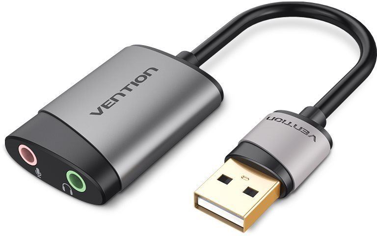 Externí zvuková karta Vention USB External Sound Card 0.15M Gray Metal Type (OMTP-CTIA)
