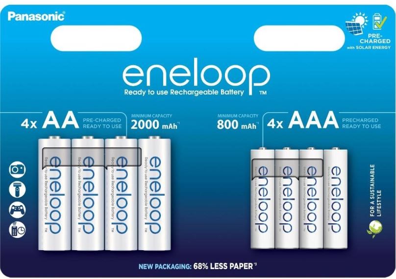 Nabíjecí baterie Panasonic eneloop HR6 2000mAh + HR03 800mAh 8BP N