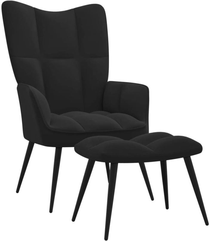 Křeslo Relaxační křeslo se stoličkou černé samet, 328090