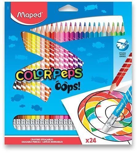 Pastelky MAPED Color´Peps Oops bezdřevé s pryží 24 barev
