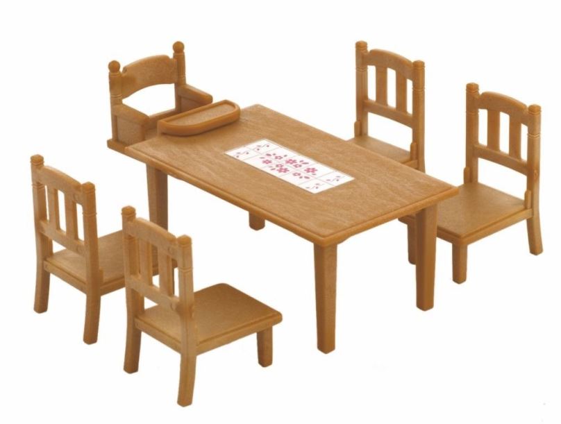 Doplňky k figurkám Sylvanian Families Nábytek – jídelní stůl se židlemi