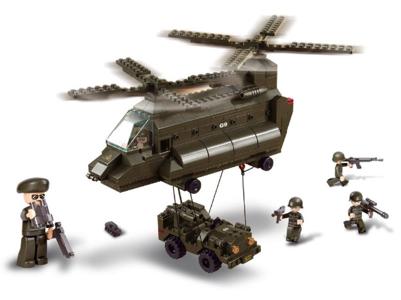 SLUBAN stavebnice Přepravní vrtulník, 370 dílků (kompatibilní s LEGO)