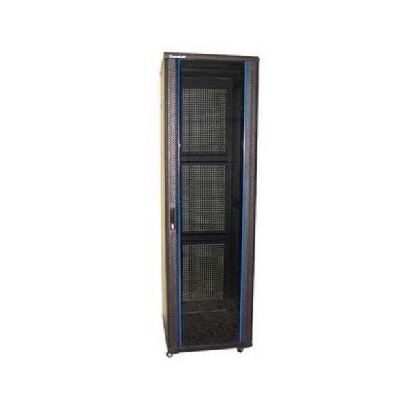 XtendLan 42U/800x800 stojanový, černý, skleněné dveře, perforovaná záda
