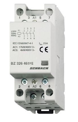 SCHRACK Instalační stykač AMPARO 25 A, 4Z (4NO) kontakty, 230 V AC